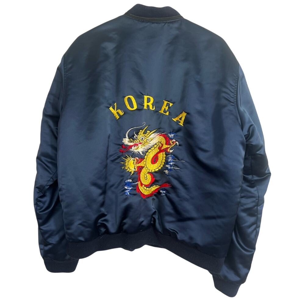 Vintage Men's US Military Korea Souvenir Jacket Sukajan Satin Bomber RARE XL